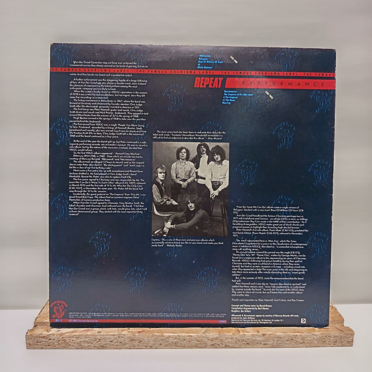 Van Der Graaf Generator repeat performance vinyl record VG+/VG+ BG3