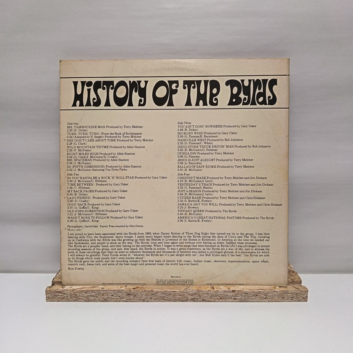 The Byrds history of the byrds double vinyl record VG+/VG+ 68242