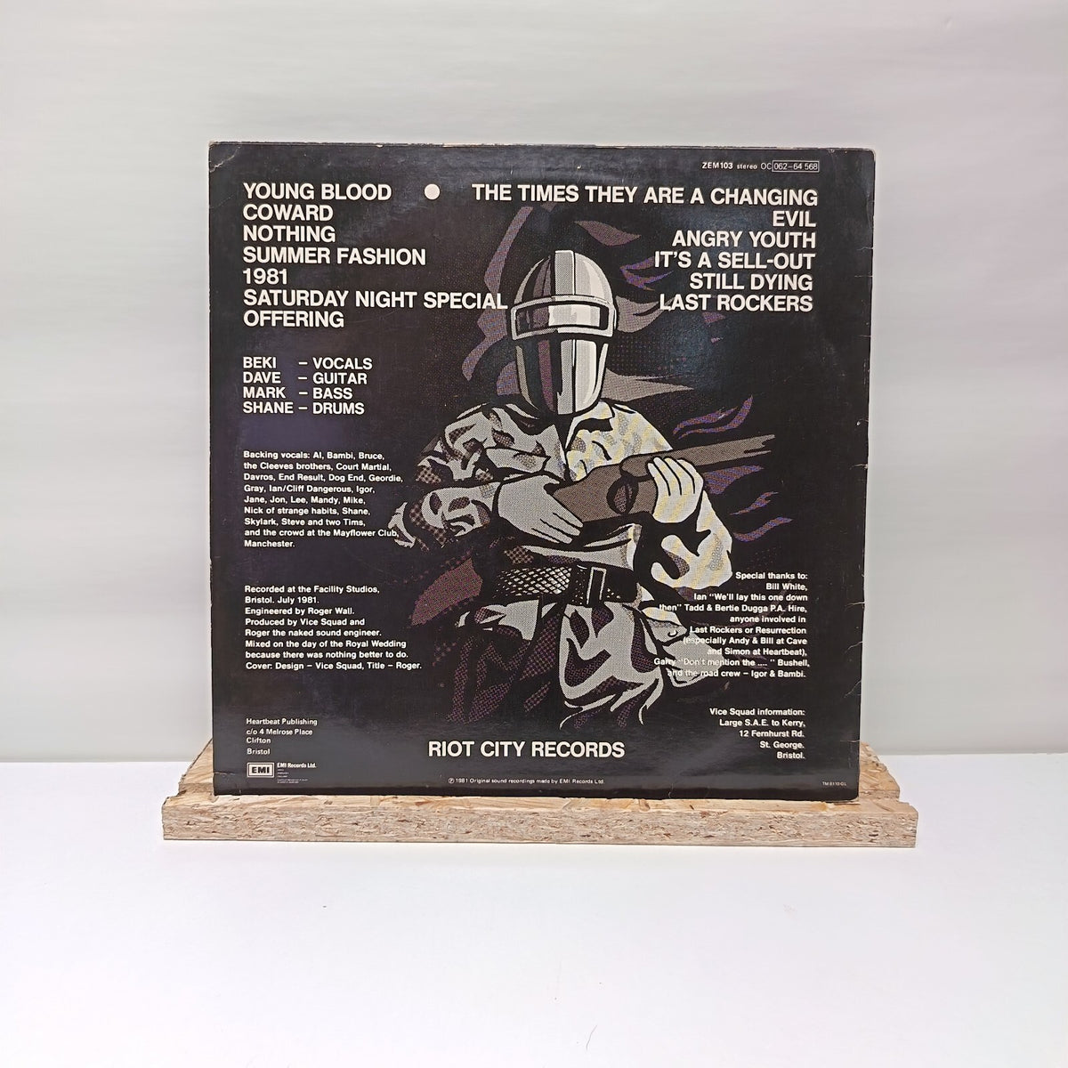 Vice Squad no cause for concern vinyl record 1981 VG+/VG+ ZEM 103