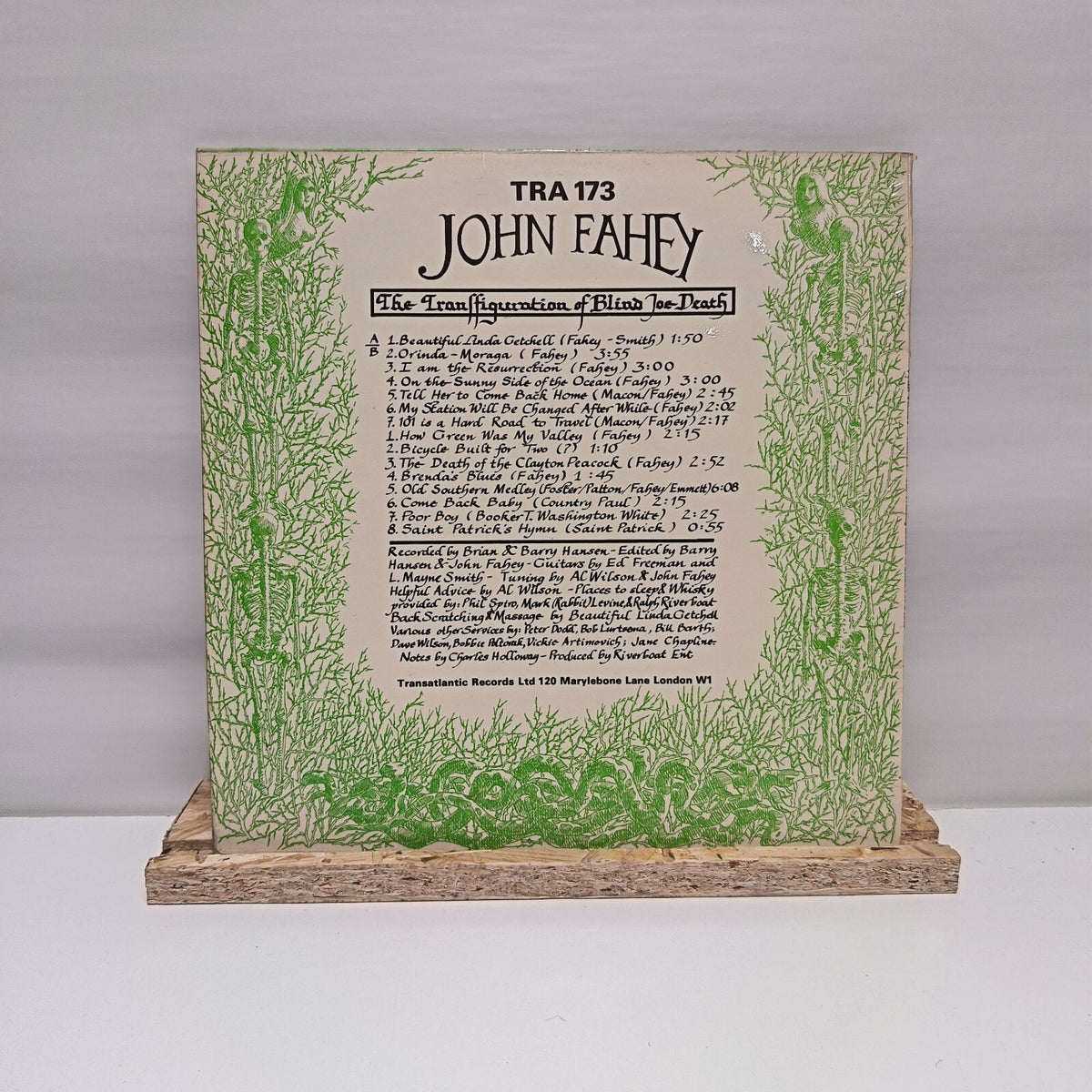 John Fahey the transfiguration of blind joe death vinyl record VG+/VG+ TRA 173