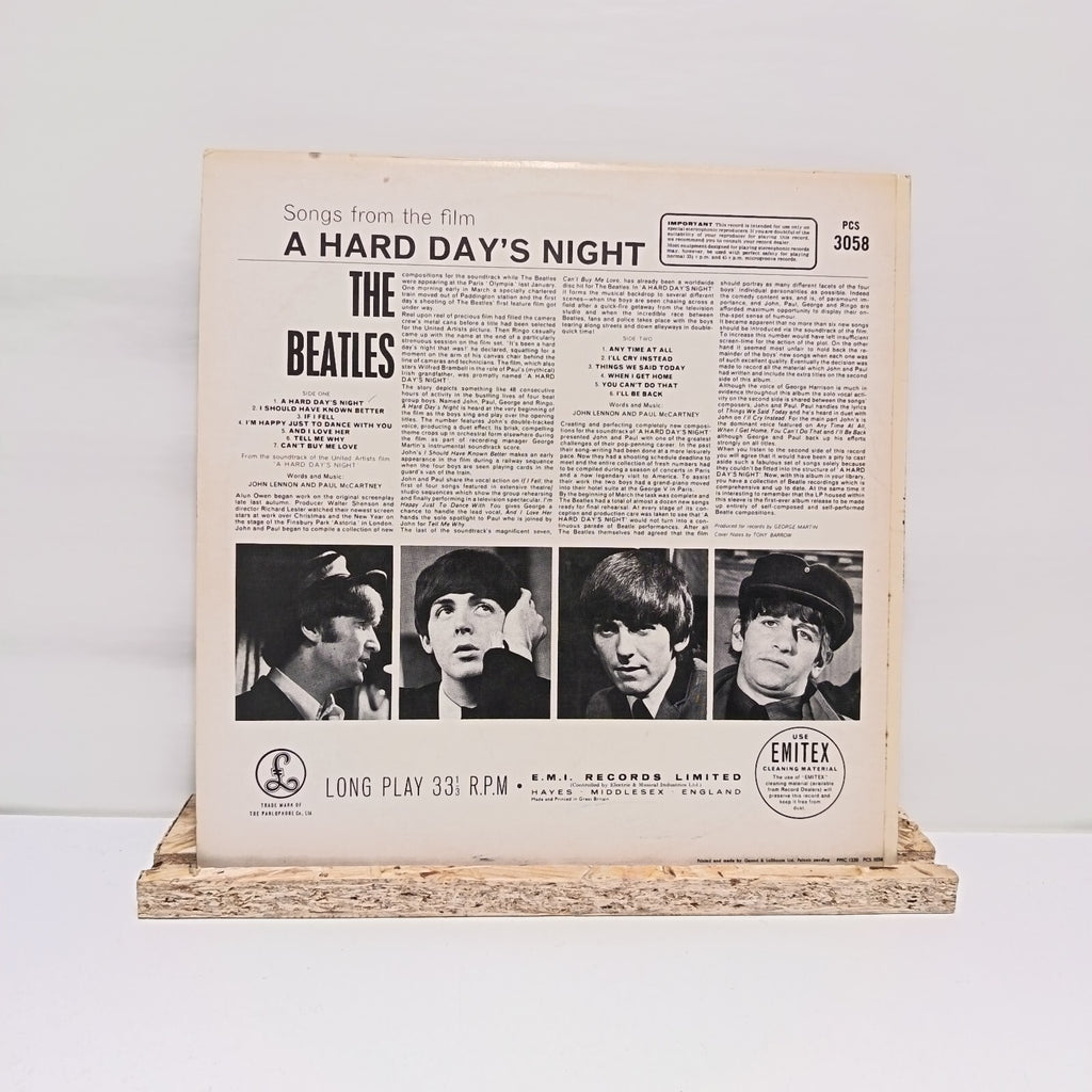 The Beatles a hard day's night vinyl record VG+/VG+ PCS 3058