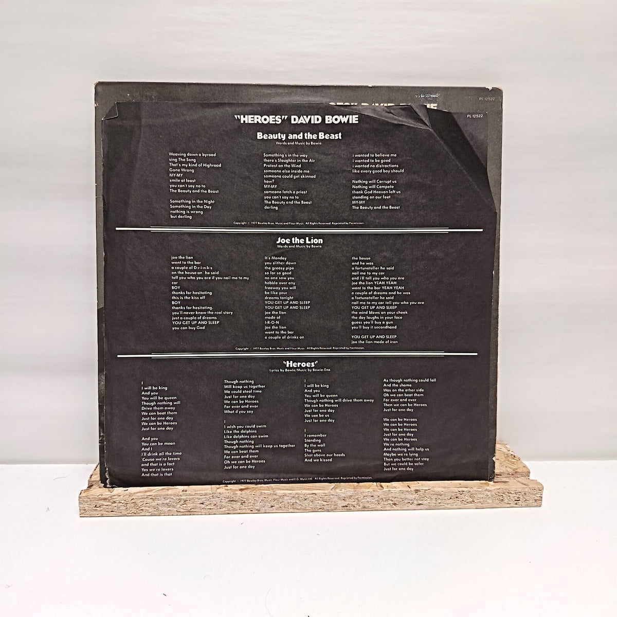 David Bowie heroes vinyl record VG+/VG+ PL 12522