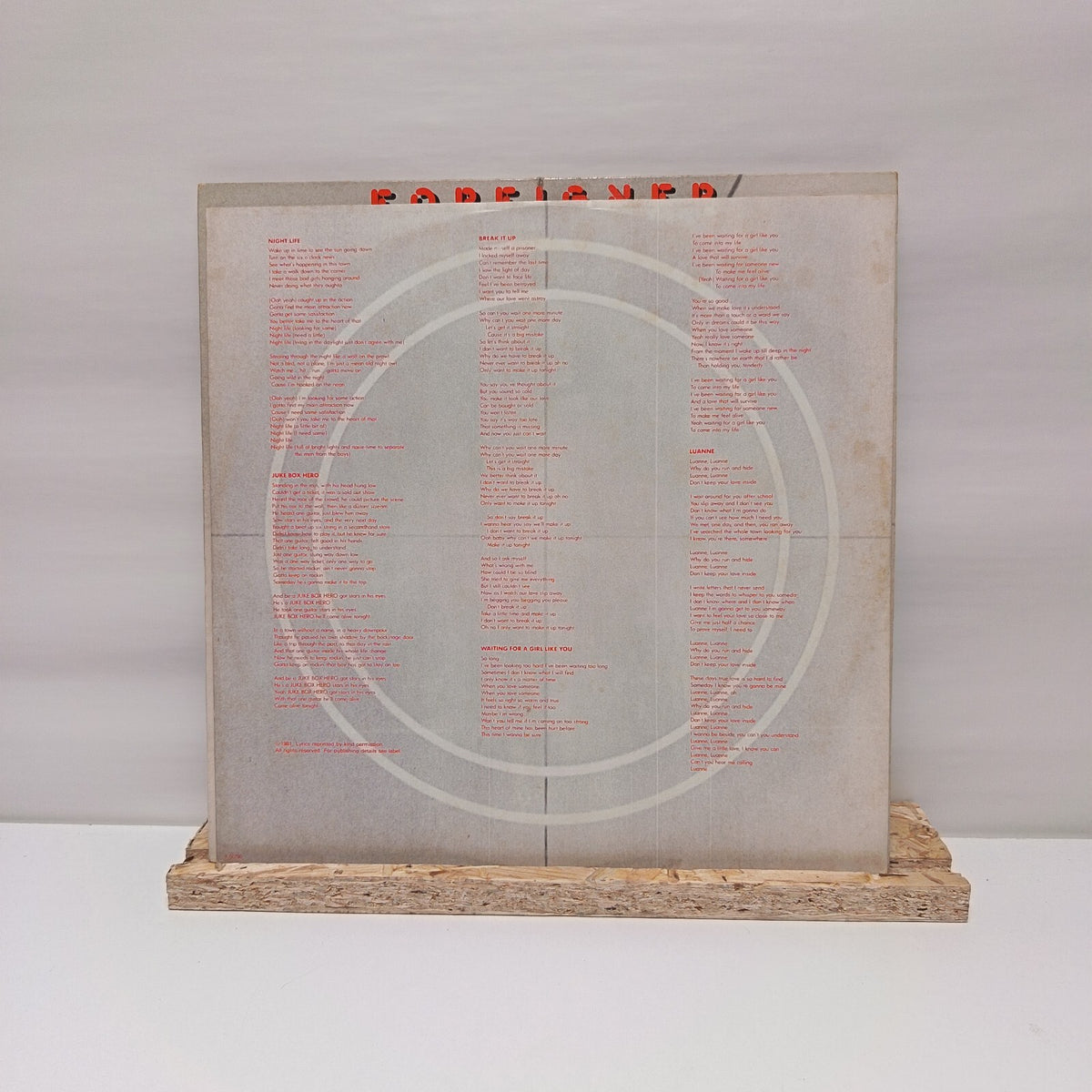 Foreigner 4 vinyl record VG+/VG+ K 50796
