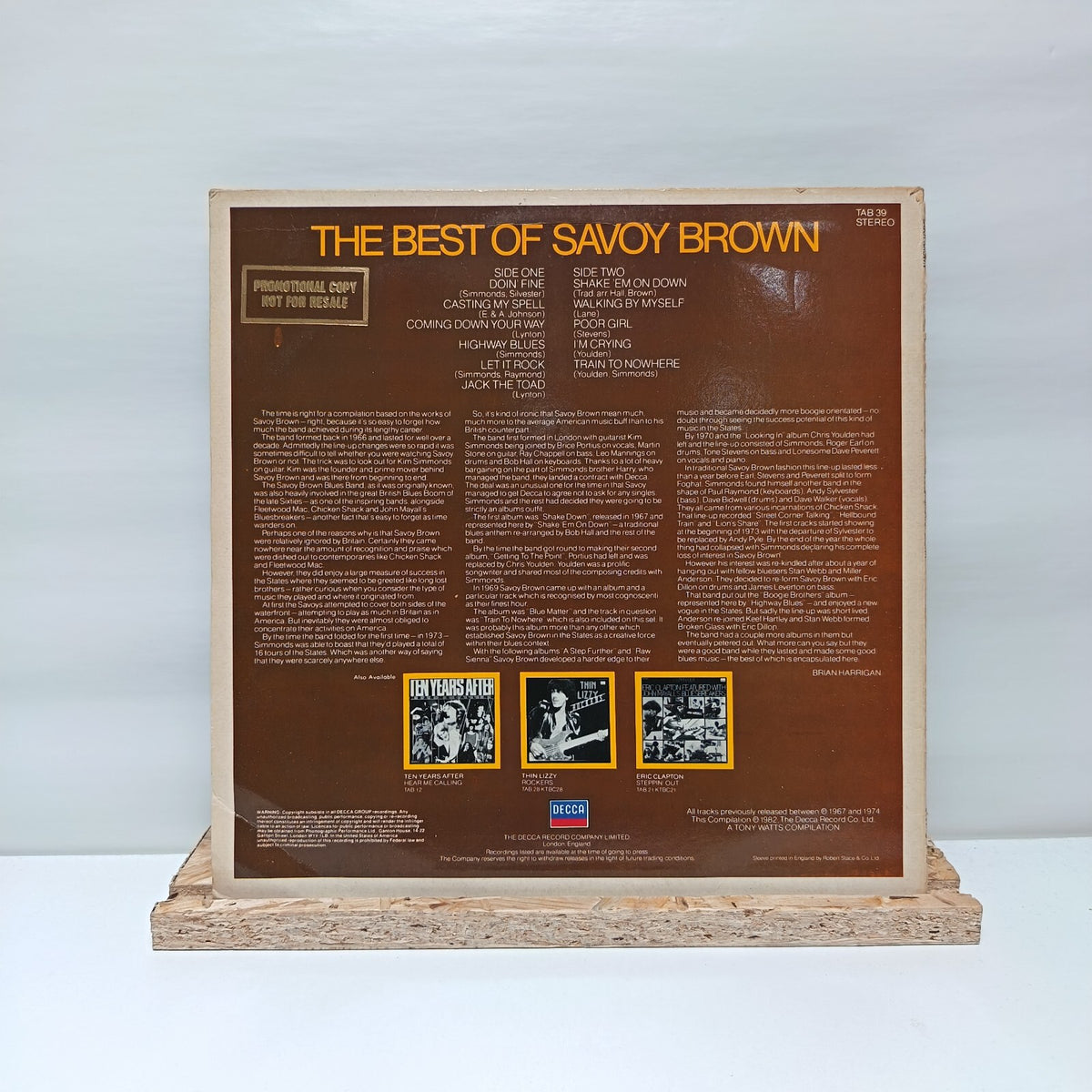Savoy Brown the best of vinyl record EX/VG+ TAB 39